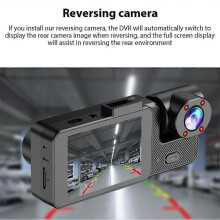 (1set, 3Channel(Front+InCar+Rear)) 3 in 1 Dual Lens HD 1080P Car DVR Dash Cam with Video Recorder & Car Black Box