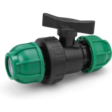 Robinet cu bilă din polietilenă - 32 mm - Conexiune cu clemă - Robinet cu bilă cu conectare rapidă pentru țevi de irigații