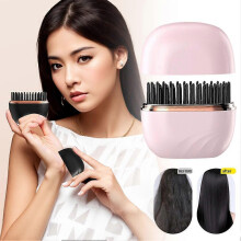 (1pcs, Black) .Lazy Hair Straightener, Wireless Straight Hair Comb and Straighten Roll T49C