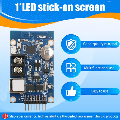 LED-Skärm HD-WF1 Fullfärgs LED-Panel Pixel Display-Kontrollkort för USB-Port, Moderkort Stöder Mobilt WiFi 1