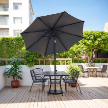 (grey) 2.1 m Garden Parasol Umbrella, UPF 50 , Sun Shade, 30 Tilt in 2 Directions, Crank Handle for Opening and Closing