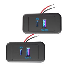 2 St. 54W 12V USB-Uttagspanel med Dubbel Snabbladdare med PD USB-C och QC3.0 för Bil, Buss, Husbil, Lastbil.