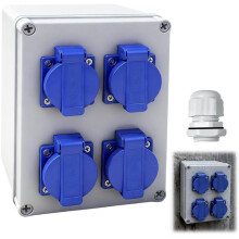 Wall Distributor for Construction Sites, IP44 Surface-Mounted Schuko with 4 X 230 V 16 A Sockets