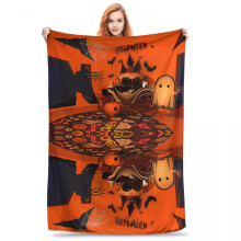 Halloween Flannel Nap Blanket 50x40 Inch Pumpkin Ghost