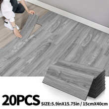 (Gray Wood Grain, 20pcs) 20/50pcs Wood Grain Self-Adhesive Flooring, 15Cm X 40Cm, Thickened IXPE Material, Home Decoration Retro Tiles,