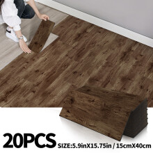 (Brown Wood, 20pcs) 20/50pcs Wood Grain Self-Adhesive Flooring, 15Cm X 40Cm, Thickened IXPE Material, Home Decoration Retro Tiles,