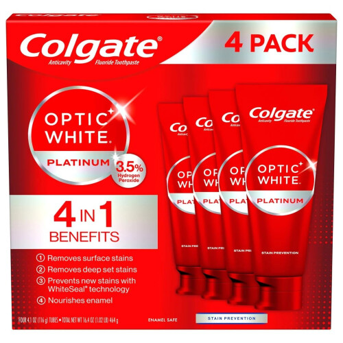 Colgate Colgate Optic White Platinum Toothpaste, 4.1 Ounce (Pack of 4)