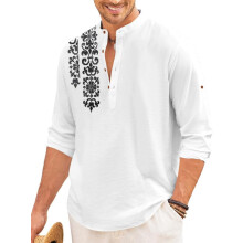 Finivo Fashion Men'S Regular Fit Cotton Blend Short Kurta Shirt | Full Sleeve Ethnic Shirt With Mandarin Collar And Button Placket | Casual Kurta For