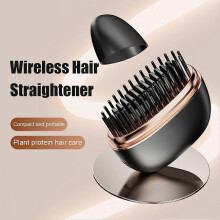 (1pcs, Black) Wireless Hair Straightener and Curler Brush