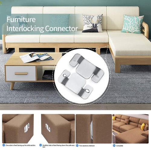 Conector de sofá de metal premium com parafusos. 1