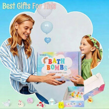 (15pcs, pink) Kids Bath Bomb Set with Glow-in-the-Dark Surprise Toys Inside, Suitable for Boys and Girls