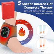 (Single black) Rechargeable Ankle & Foot Massager with Adjustable Heat Therapy – 5-Temp Infrared, 3-Level Vibration for Pain Relief & Relaxation