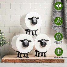 Black Sheep Toilet Roll Holder Set Funny Free - Standing Bathroom Decor Hilarious Tissue Storage