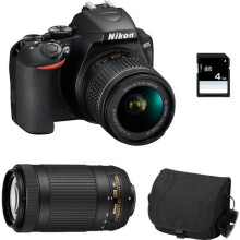 NIKON D3500 + AF-P DX 18-55mm 3.5-5.6G VR + AF-P DX NIKKOR 70-300mm f/4.5-6.3G ED VR GARANTÍA 3 años + Bolsa + SD 4Go