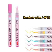 (6 Colors/set) Nagelkunstmarkers |Sneldrogend, 3D Precision Art Design, ergonomisch plastic, soepele toepassing, duurzaam voor thuis en