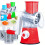(Red) Manual Rotary Vegetable Cutter & Shredder , Featuring Blade Storage & Replaceable Accessories - Heavy-Duty Plastic 3