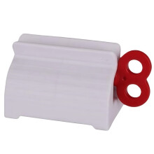 (Red) 1pc Manual Toothpaste Dispenser with Automatic Pusher | Durable Plastic Bathroom Organizer for Toothpaste and Facial Cle