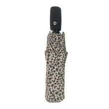 (Leopard Print) 1pc Automatic Open/Close Windproof Travel Umbrella - Compact Folding Design, 8-Rib Sturdy Frame, Gradient Color