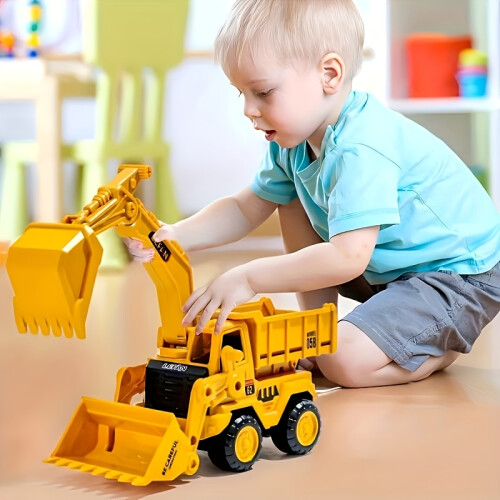 Inertia Engineering Vehicle Simulation Multi-Function Excavator, Bulldozer, Dump Truck, Three-in-One Toy 2
