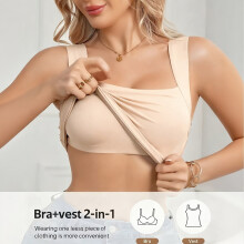 (Light Beige, 10) Herfst-winter comfortabele naadloze stretch-basislaag met gewatteerde warme vest-tanktop
