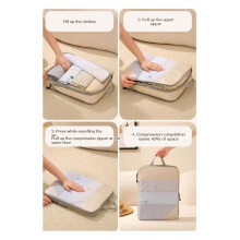 Set di 8 Cubi Organizer In Rete Espandibili per I Viaggi, Organizer A Compressione con Sacchetti, Colore Grigio.