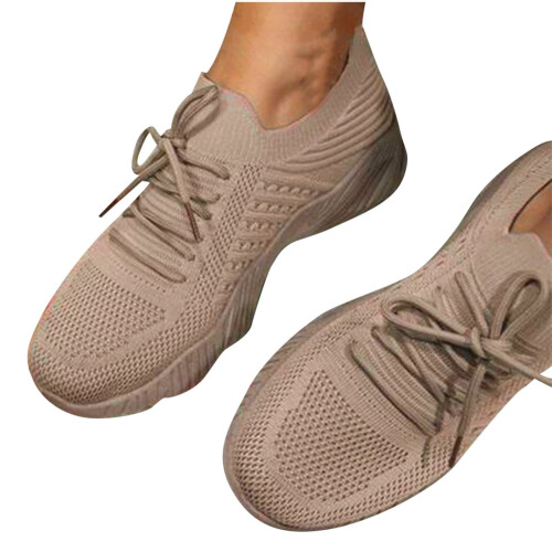 Damesneakers i mesh, khaki, størrelse 4,5