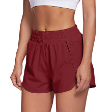Dames hardloopbroek/trainingsbroek met elastische tailleband, sportieve shorts met zakken, aansluitende elastische tailleband, rode sportbroek