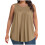 Regata feminina plus size com gola redonda, pregas frontais e modelagem solta. 1