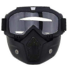 Bath Additives Motorcycle Riding Goggle Glass with Removable Face Mask Clear No13283 25-26