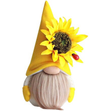 Sonnenblumen-Plüsch-Gartenornament, handgefertigte Gonks-Puppe