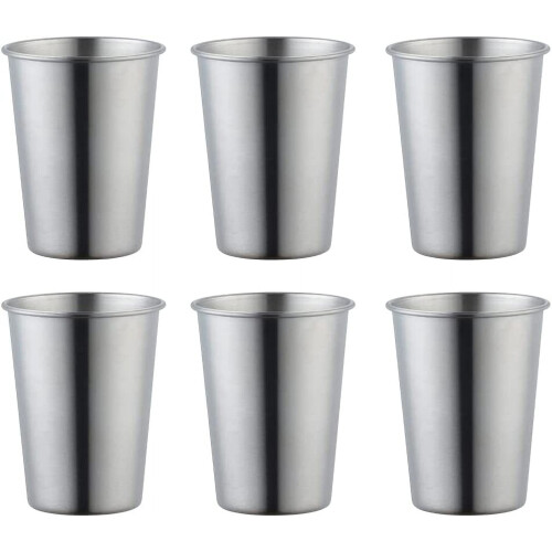 Återanvändbara koppar i rostfritt stål, 355 ml, 6-pack