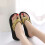 Dame læder flip-flops med pailletter størrelse 9 4