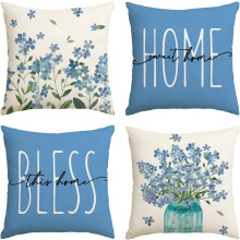 Μαξιλαροθήκη Forget Me Not Blue Throw 18x18 ιντσών, σετ 4 τεμαχίων