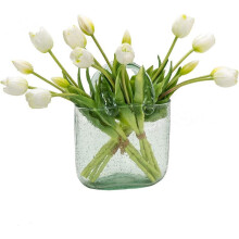 Tulipas artificiais rosa claro, 10 unidades, látex com toque realista.
