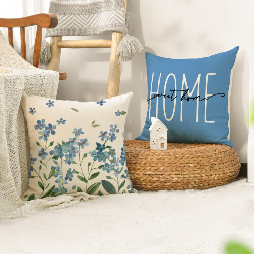 Μαξιλαροθήκη Forget Me Not Blue Throw 18x18 ιντσών, σετ 4 τεμαχίων 1