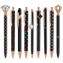 (Black 9 PCs) 10PCS Rhinestone Inlaid Case Ballpoint Pen Lightweight Portable Writing Pen for Friends