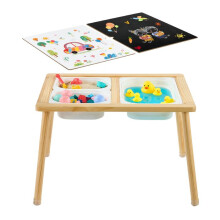 Mesa Sensorial-Duoku-para Niños, Mesa de Actividades de Madera con Superficie Doble Cara, Bins de Almacenamiento Prácticos
