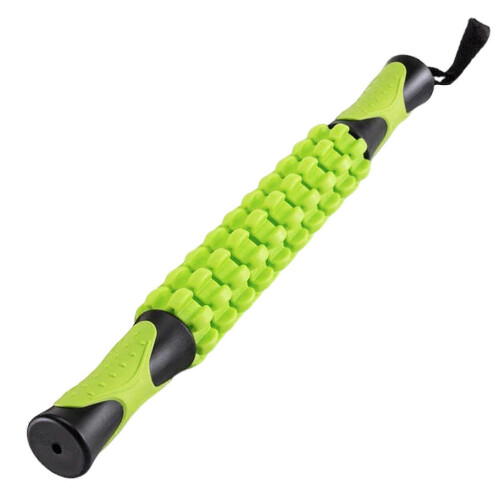 (Green) Muscle Roller fMassage Roller with Handle for Back