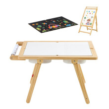 Mesa Sensorial de Madera-Duoku-para Niños Pequeños, Mesa de Actividades Multifuncional con Tabla de Doble Cara