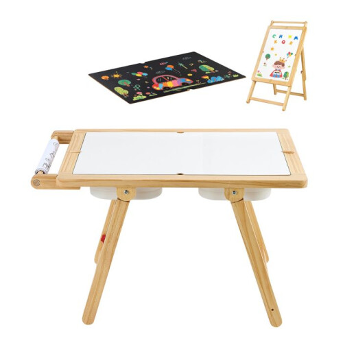 Table sensorielle - DUOKU - G16SKU2 - Tableau double face - Bacs de rangement - Bois (pin, MDF, hévéa)