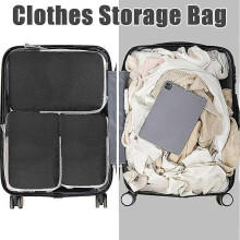 (Onesize, Gray) Travel Storage Bag Set 4PCS - Lightweight Organizer with Mesh Panels