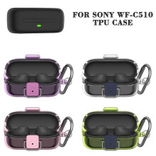 (forSonyWF-C510, Pink) TPU Protective Case for Sony WF C510 - Waterproof Earphone Cover with Keychain - Dust Proof