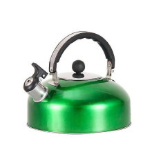 (3L, Green) 3L Stainless Steel Whistling Tea Kettle, Large Spout, Ergonomic Handle for All Stovetops, Induction & Camping Use