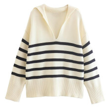 (S) Autumn Women Long Sleeve Stylish Striped Outdoors Top for Daily Wear