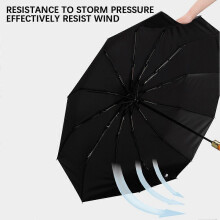 (Grey) 12 Ribs Fully Automatic Rain-Umbrellas Waterproof Sun Protection Umbrellas for Outdoor Travel