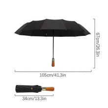 (Black) 12 Ribs Fully Automatic Rain-Umbrellas Waterproof Sun Protection Umbrellas for Outdoor Travel