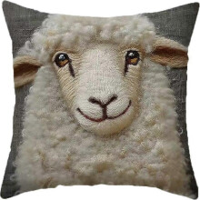 (1pcs, 7) Alpaca Pillow Case 45x45cm - Short Plush Sofa Cushion Cover - Home Decor