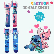 (1pair, Blue) Anime Crew Socks for Men Women - Stitch Mid Calf Socks Casual Unisex