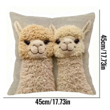 (1pcs, 11) Alpaca Pillow Case 45x45cm - Short Plush Sofa Cushion Cover - Home Decor