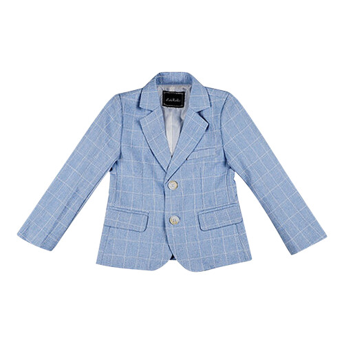 Jungen-Blazer mit fallendem Revers, kariert, blau